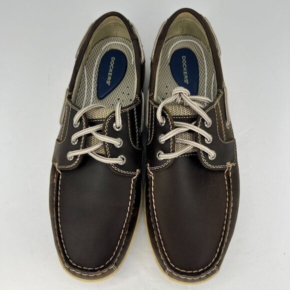 Dockers Mens 090-21208 Brown Leather Solid Slip-On Size 10.5M Boat Shoes - Picture 4 of 12
